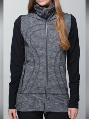lululemon athletica Black and Gray Textured Knit Scuba Hoodie